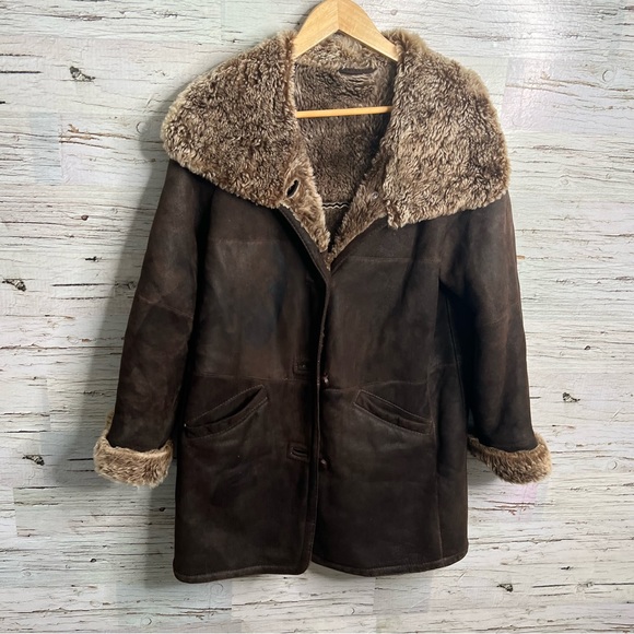 Vintage Jackets & Blazers - The Leather Ranch Le Ranch Du Cuir vintage jacket sheepskin brown suede size 8